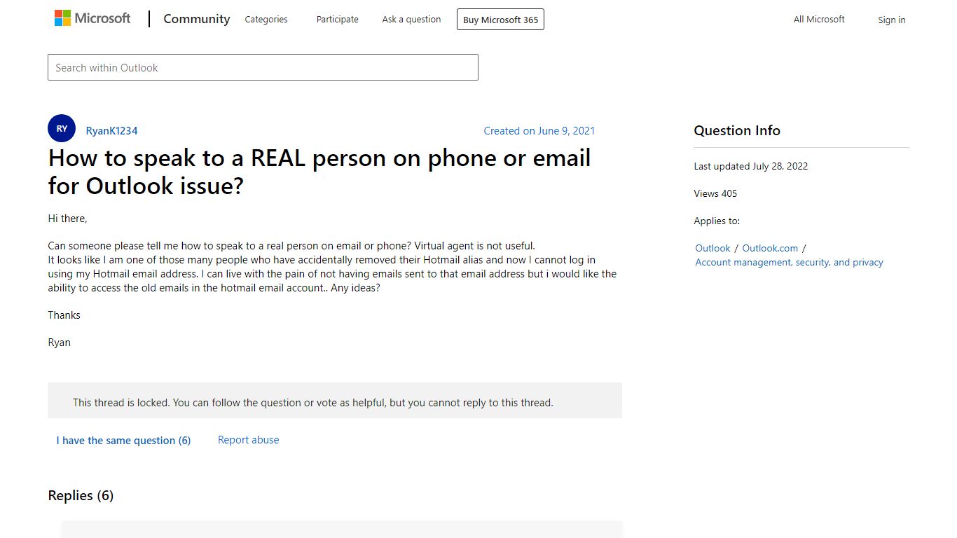 How to speak to a REAL person on phone or email for Outlook issue ...